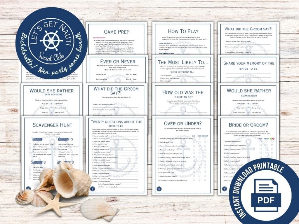 lets get nauti bachelorette party games bundle