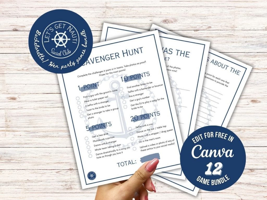 lets get nauti bachelorette party games bundle canva