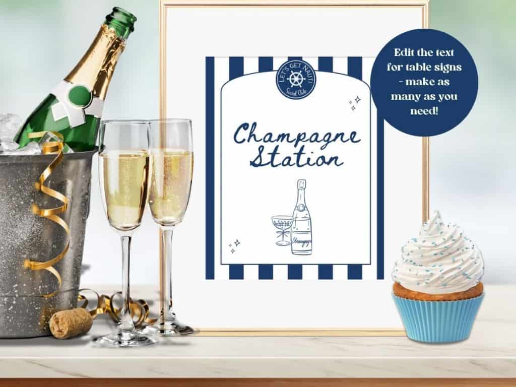 lets get nauti bachelorette party table sign