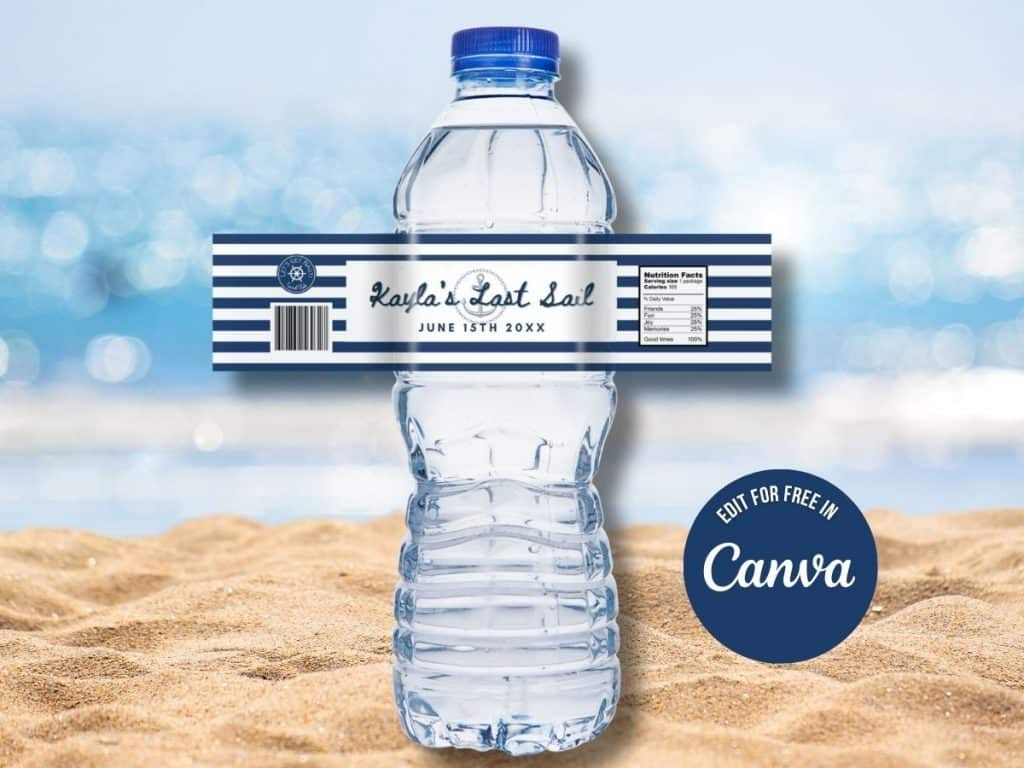 lets get nauti bachelorette party water bottle label
