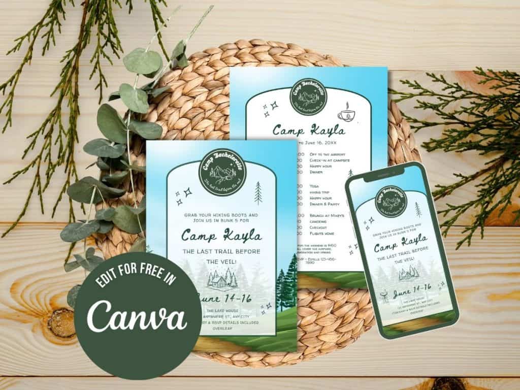 camp bachelorette party invitation