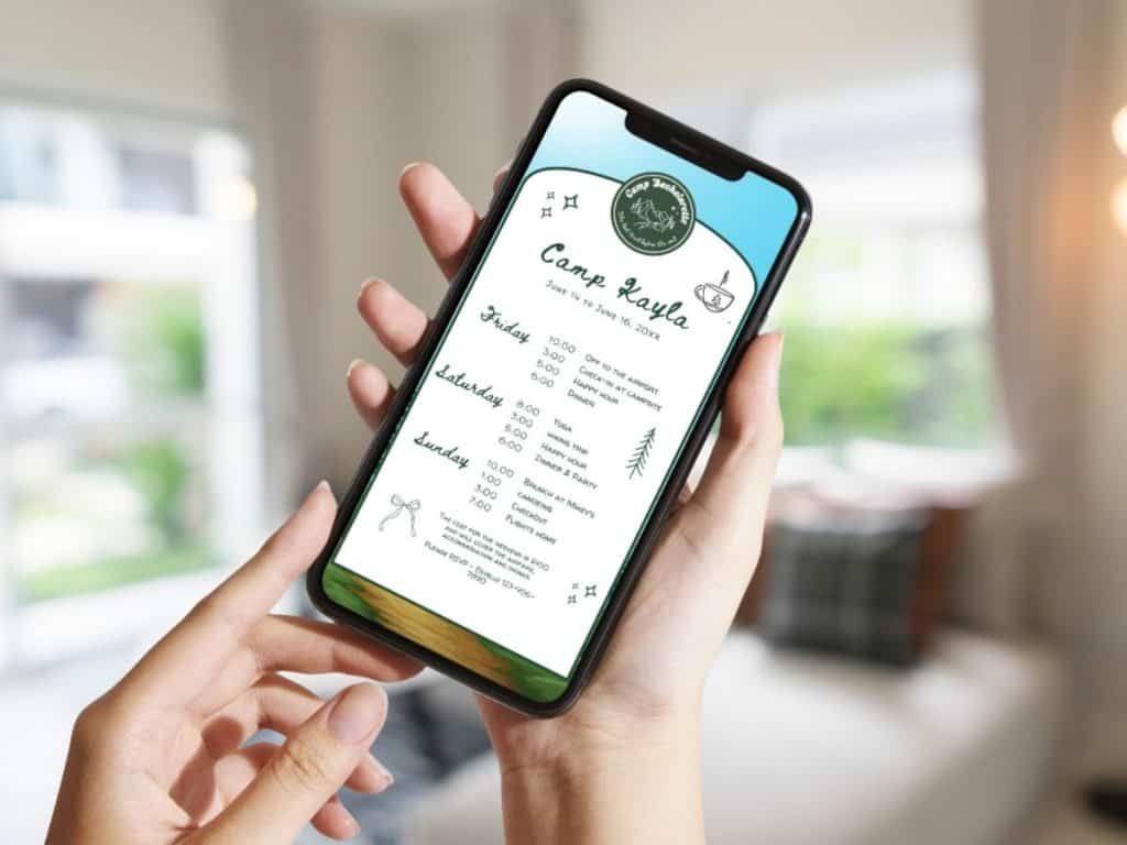 camp bachelorette party mobile invitation