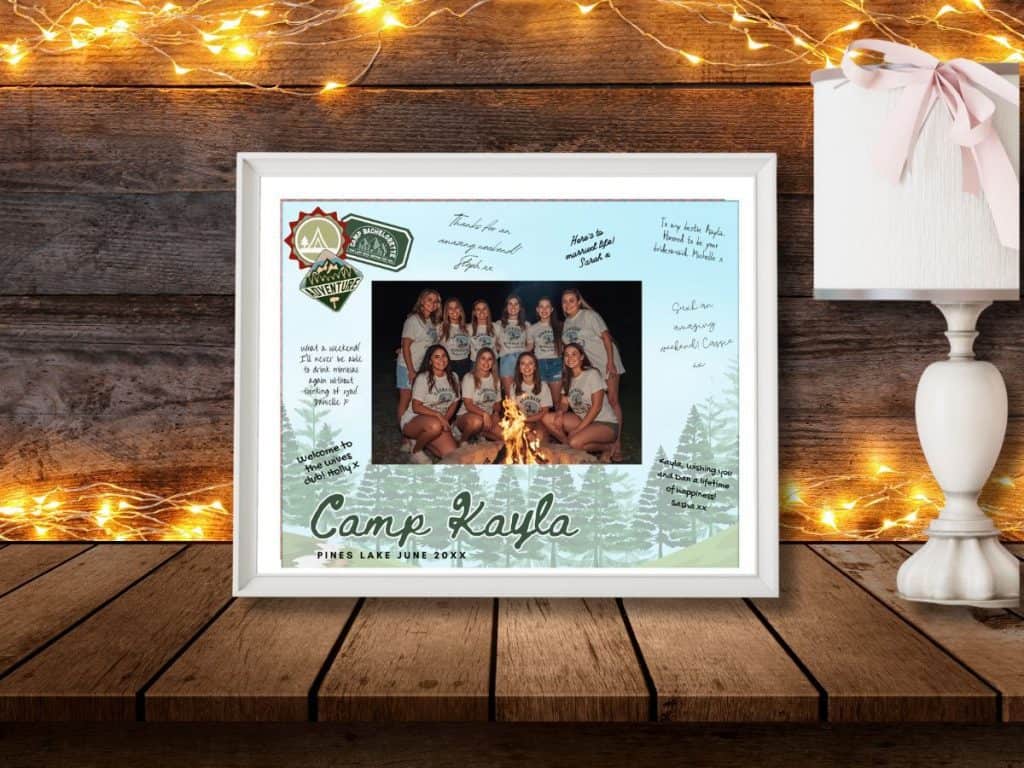 camp bachelorette party photo keepsake