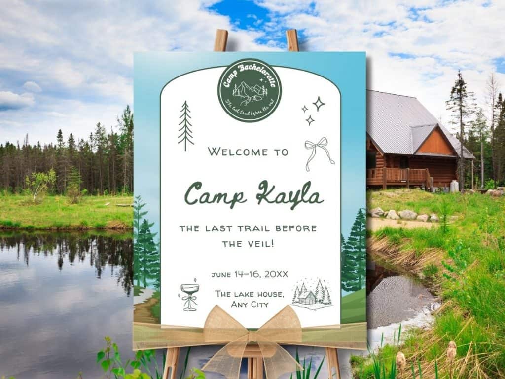 camp bachelorette party welcome sign
