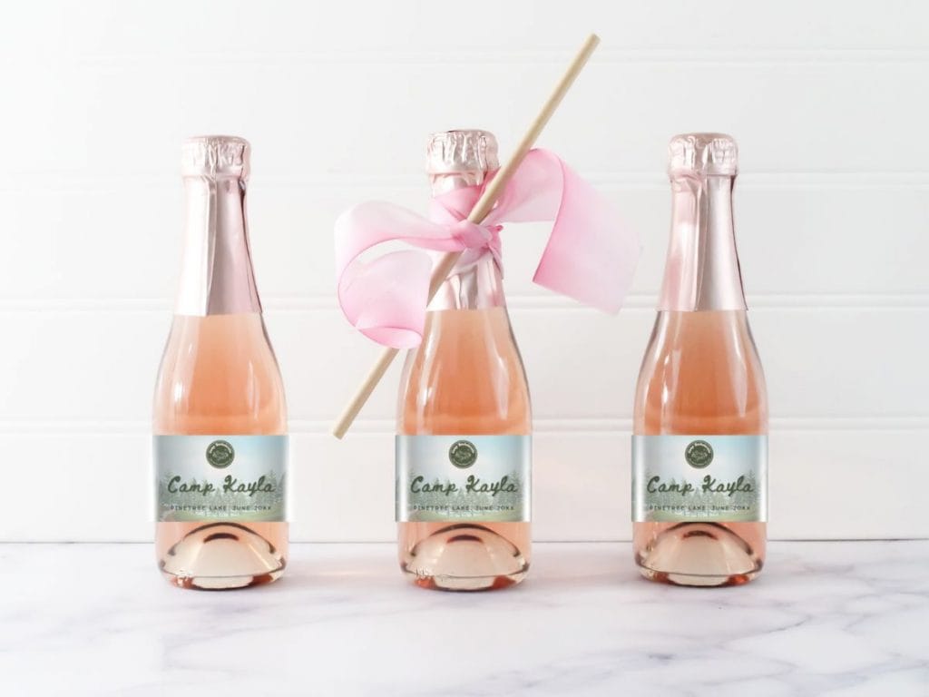 camp bachelorette party wine label