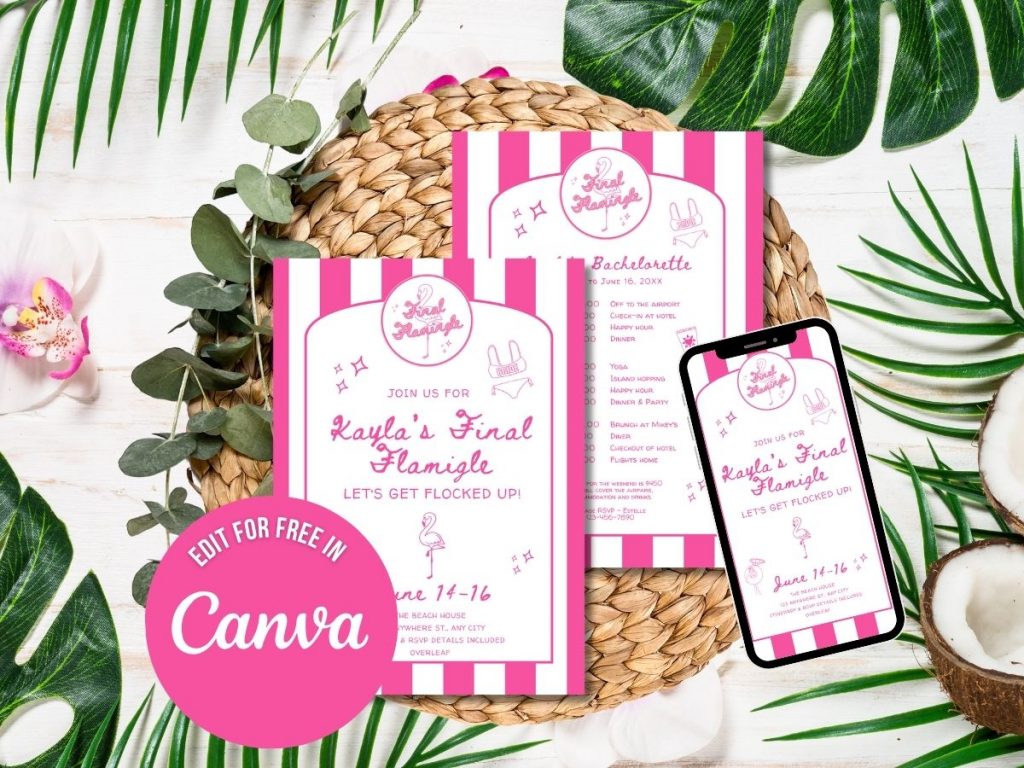final flamingle bachelorette invitation