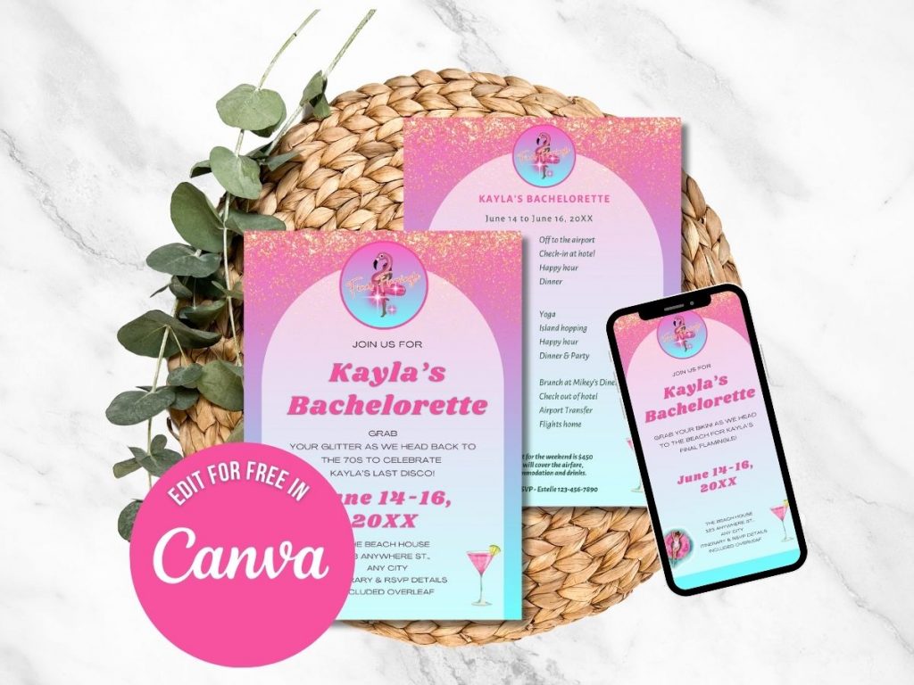 final flamingle bachelorette invitation template