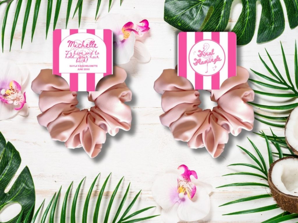 final flamingle bachelorette scrunchie tag
