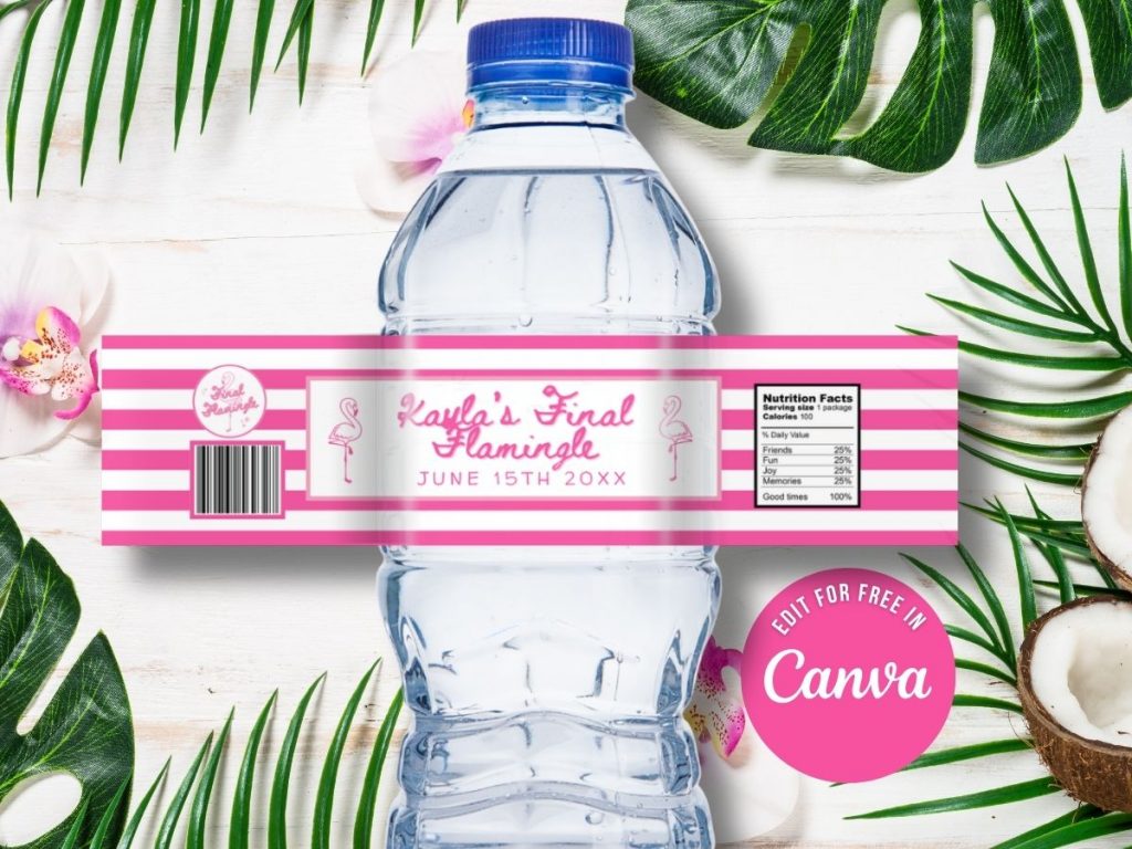 final flamingle bachelorette water bottle label