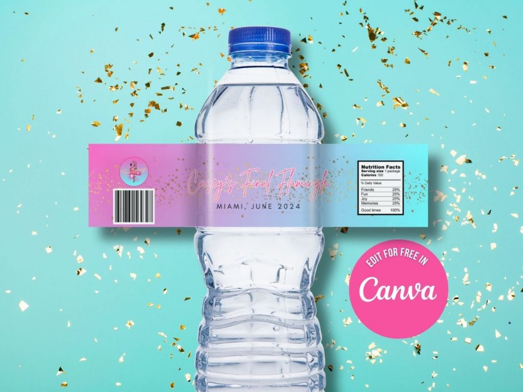 final flamingle bachelorette water bottle labels