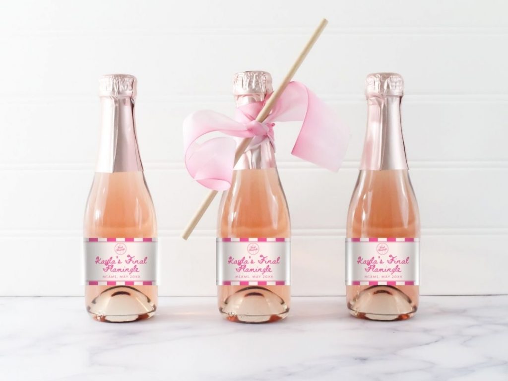 final flamingle bachelorette wine bottle label