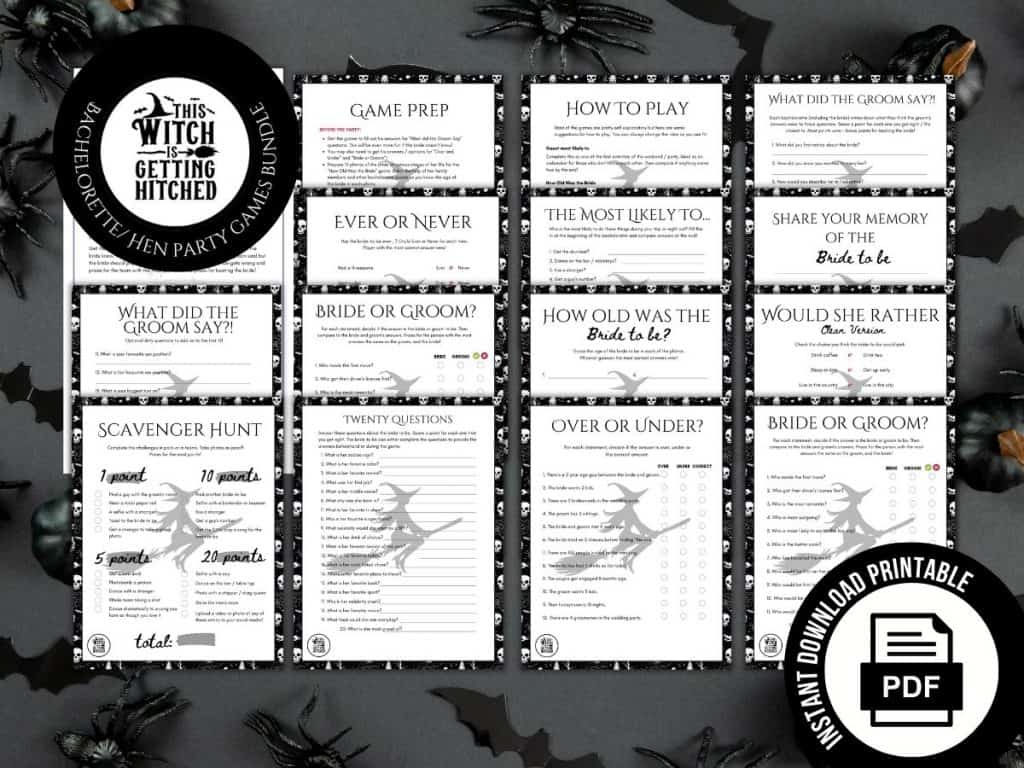 halloween bachelorette party games bundle