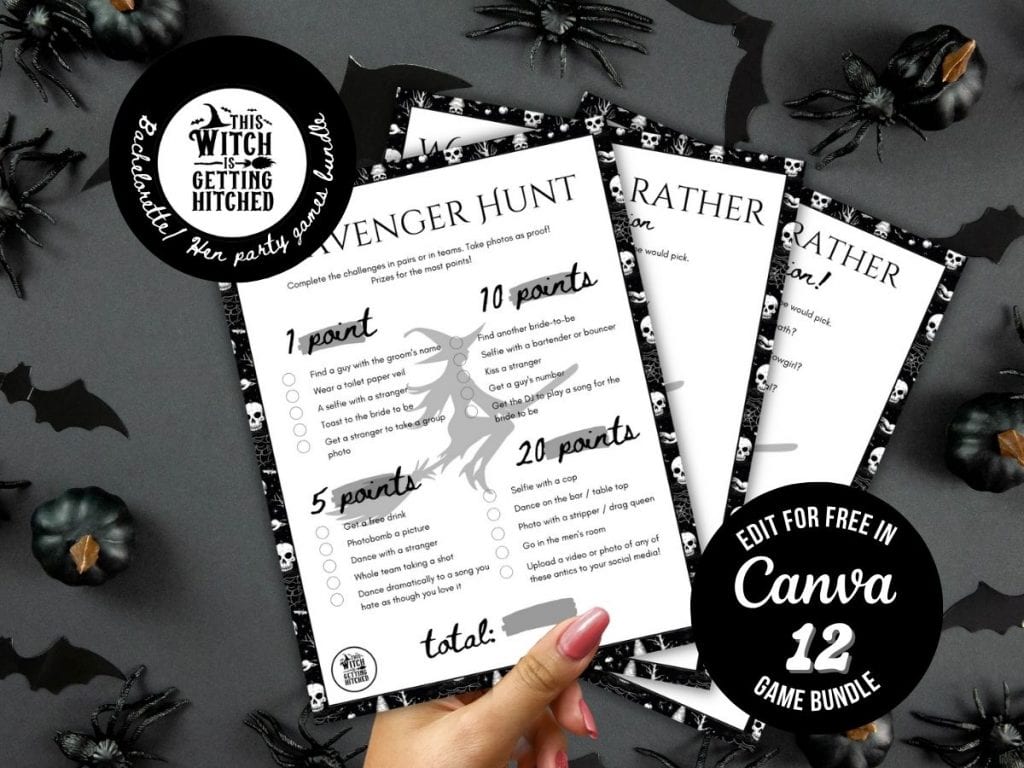 halloween bachelorette party games bundle canva