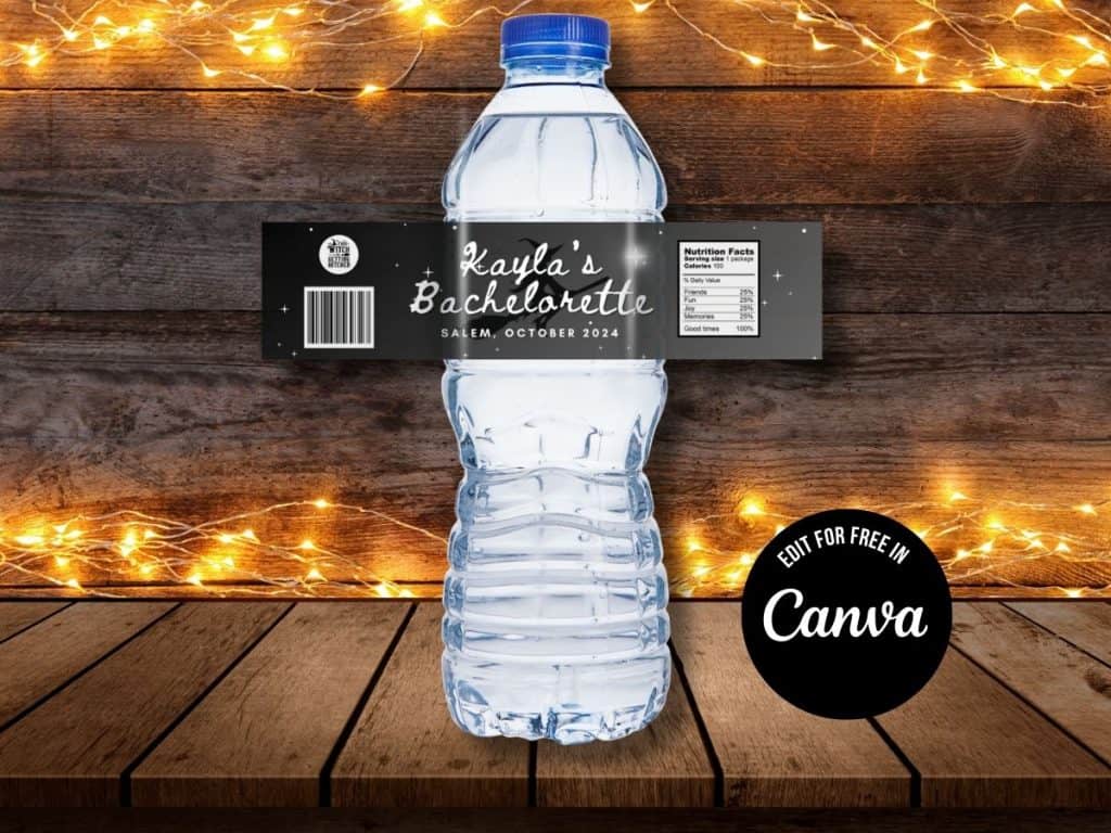 halloween bachelorette party water bottle label