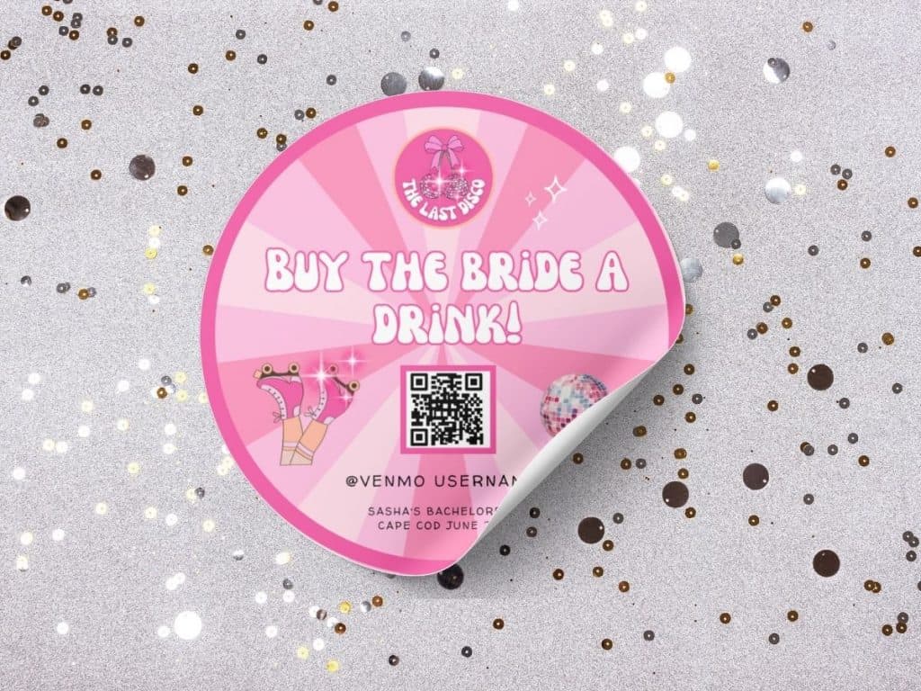 last disco bachelorette drink sticker