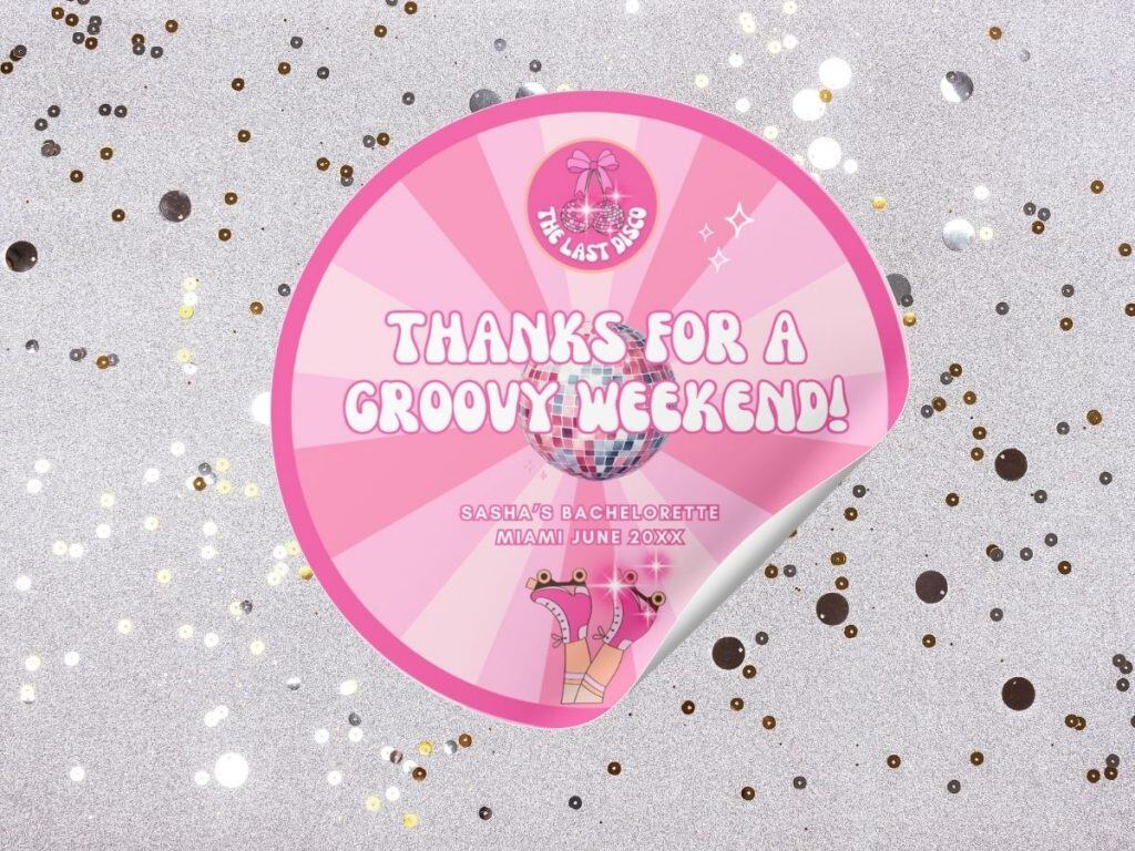 last disco bachelorette favor sticker