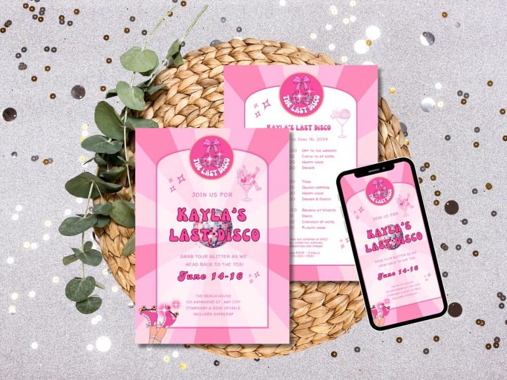 last disco bachelorette invitation