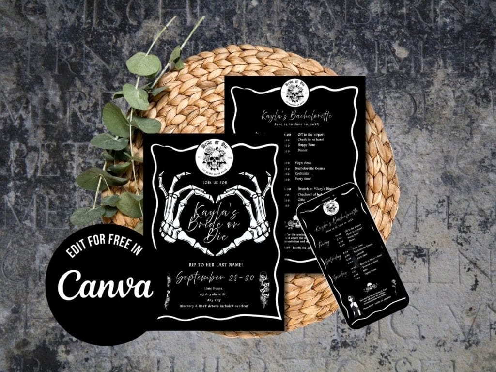 bride or die bachelorette invitation
