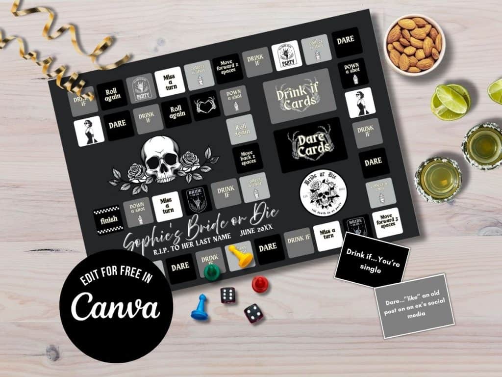bride or die gothic bachelorette board game