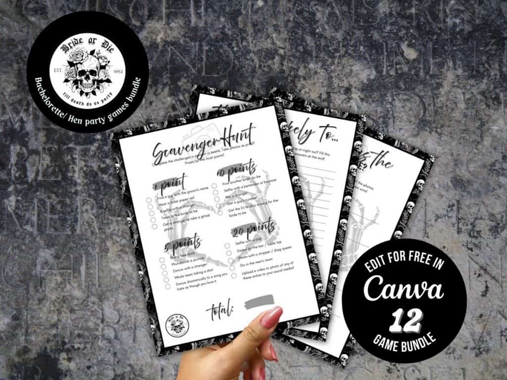 Bride or die bachelorette party games for gothic hen party