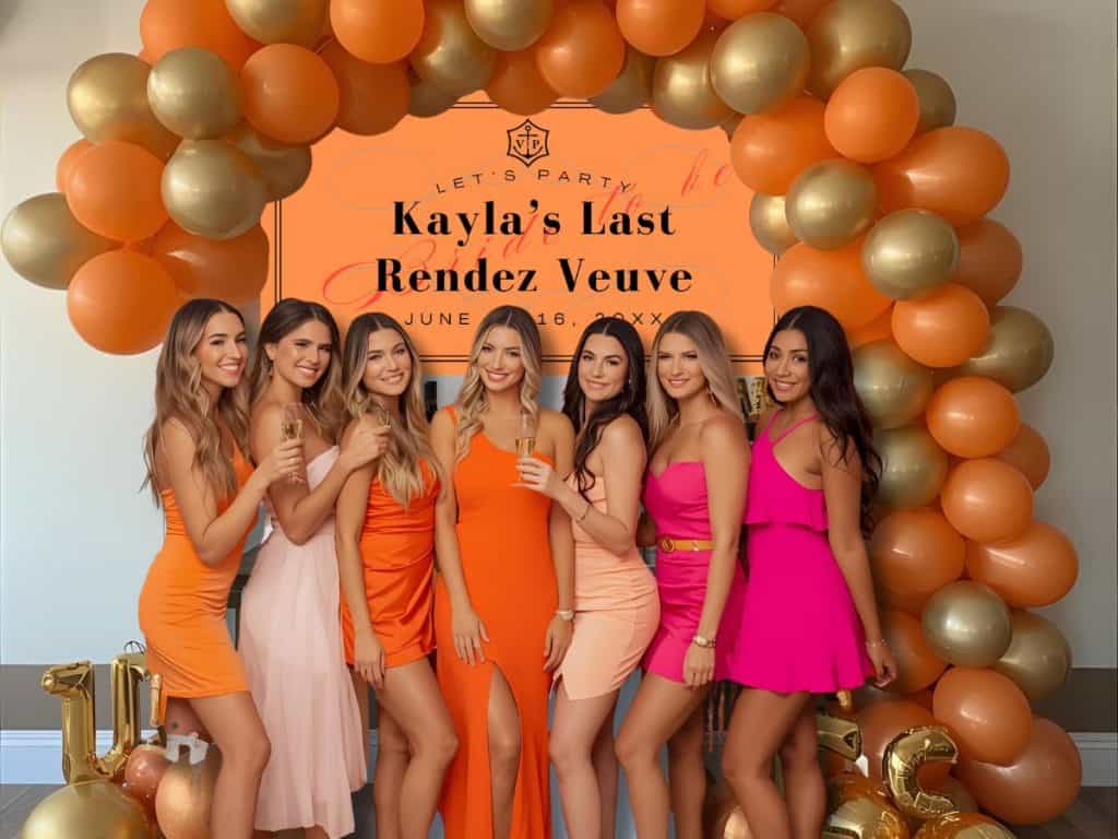 Spectacular women celebrating party with balloons and drinks at a bridal shower.