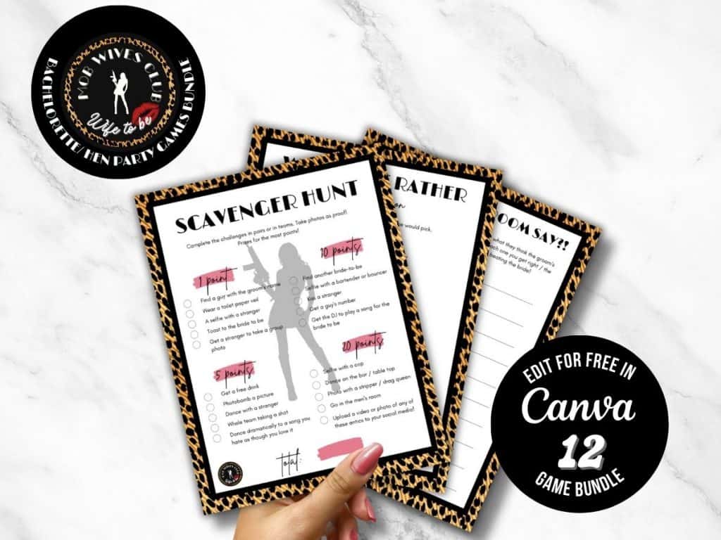 mob wife bachelorette party editable games