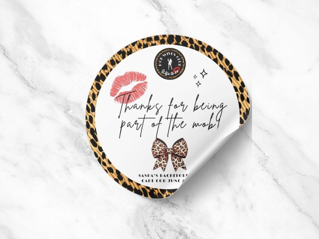mob wife bachelorette party favor sticker