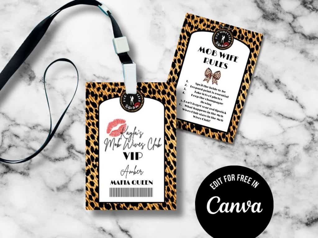 mob wife bachelorette party lanyard