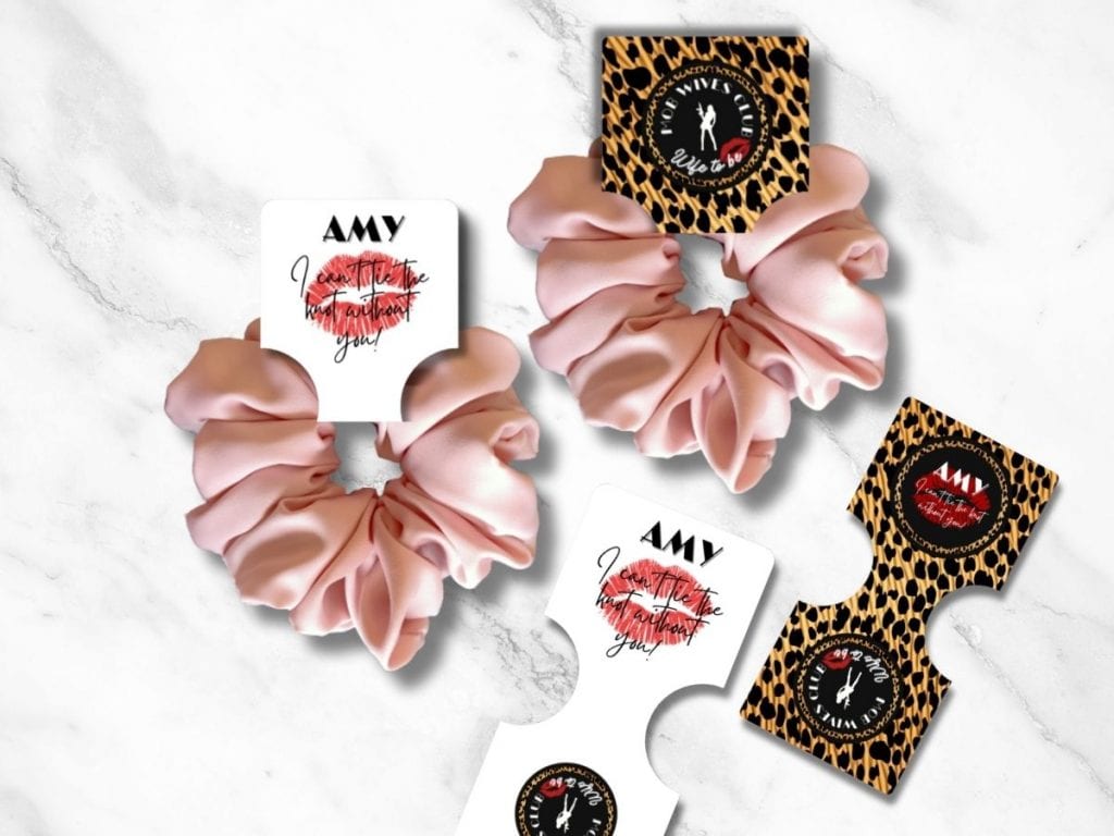 mob wife bachelorette party scrunchie tag