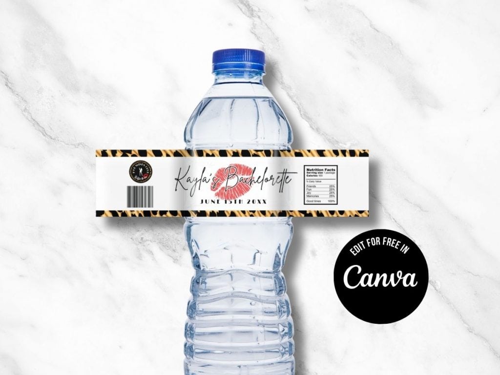 mob wife bachelorette party water bottle label