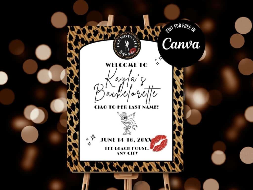 mob wife bachelorette party welcome sign