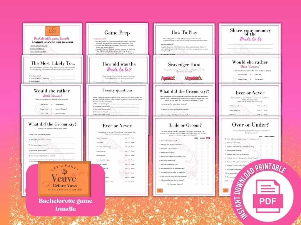 veuve before vows bachelorette drinking games