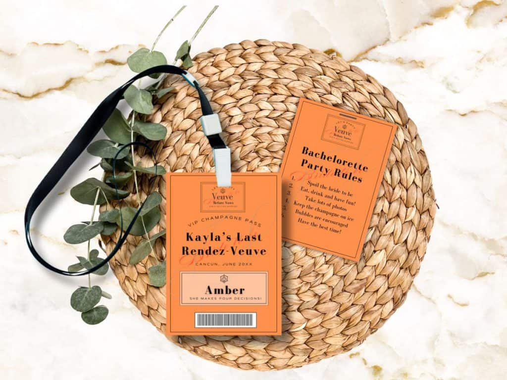veuve before vows bachelorette lanyard