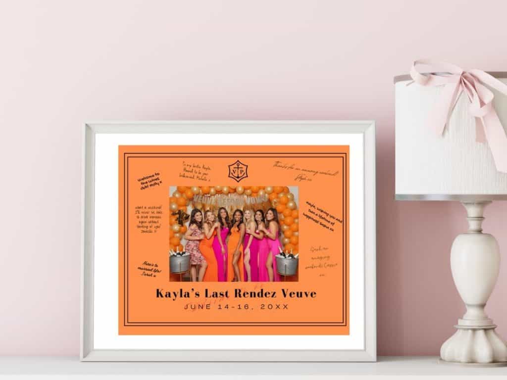 veuve before vows bachelorette photo mat