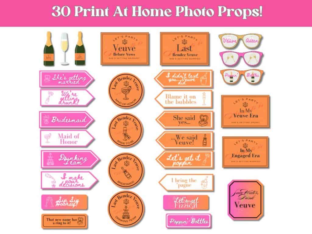 veuve before vows bachelorette photo props