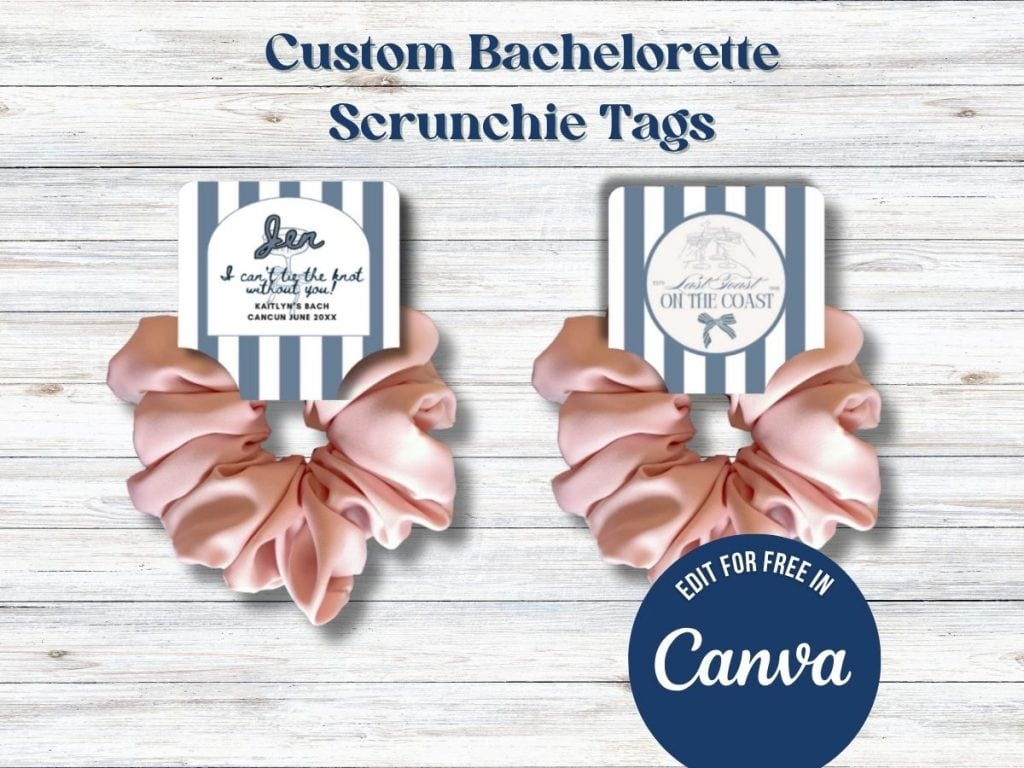 last toast on the coast bachelorette party scrunchie tags
