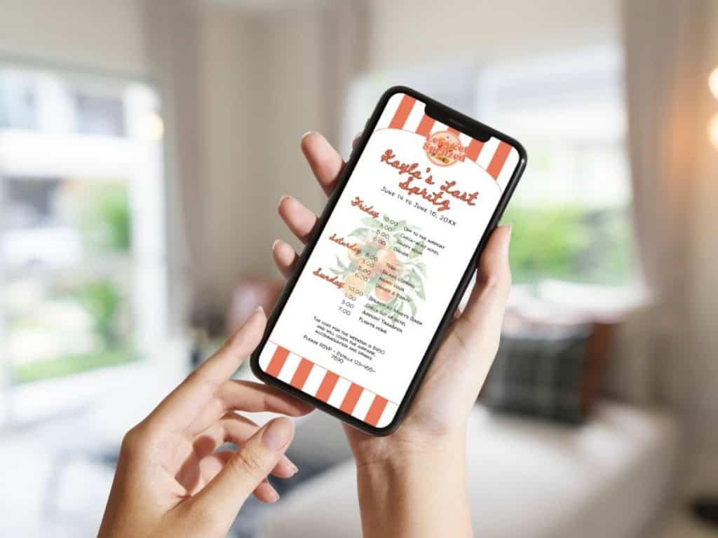 lets get spritzed bachelorette party mobile invitation
