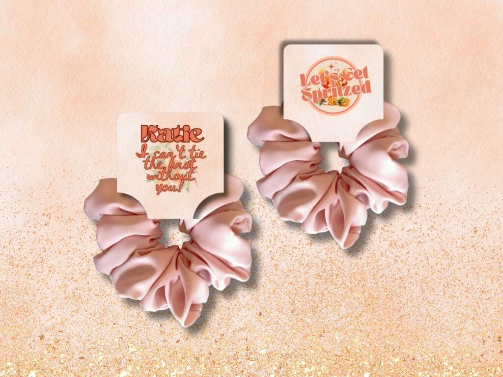lets get spritzed bachelorette party scrunchie tag