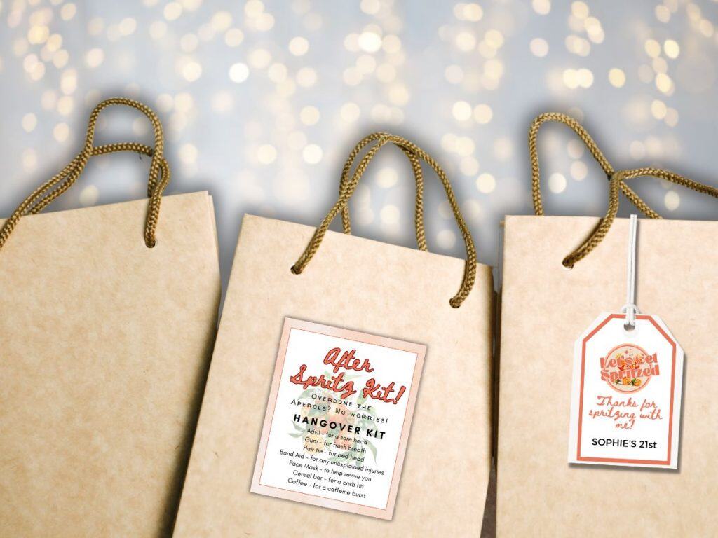 a spritz older birthday party gift tag