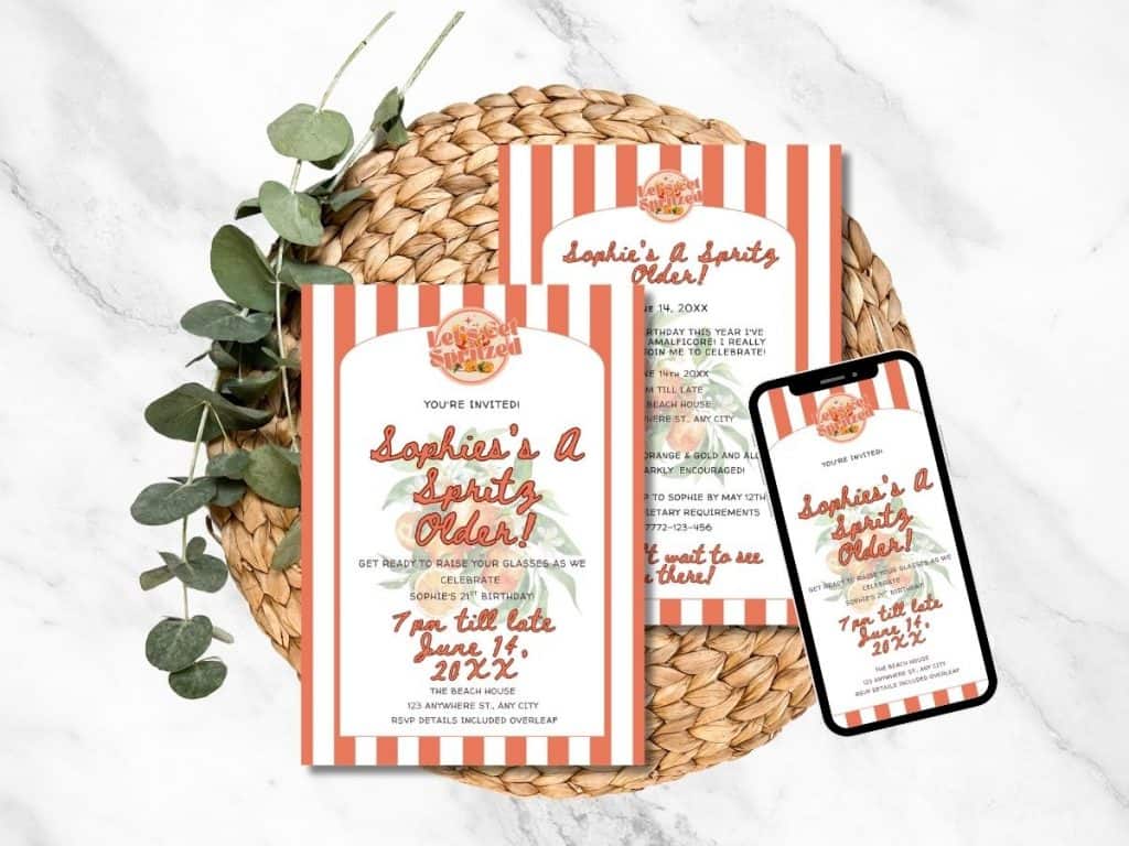 a spritz older birthday party invitation