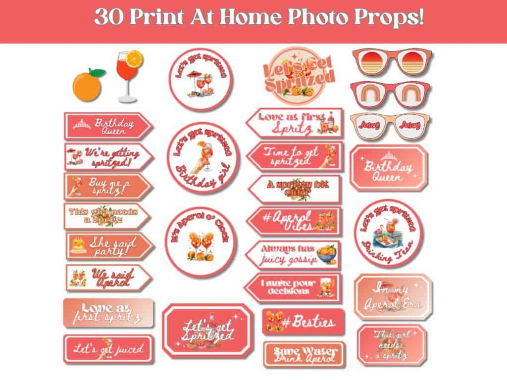 a spritz older birthday party photo props