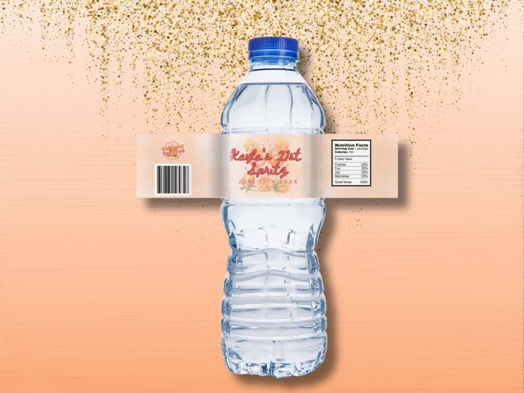 a spritz older birthday party water bottle label