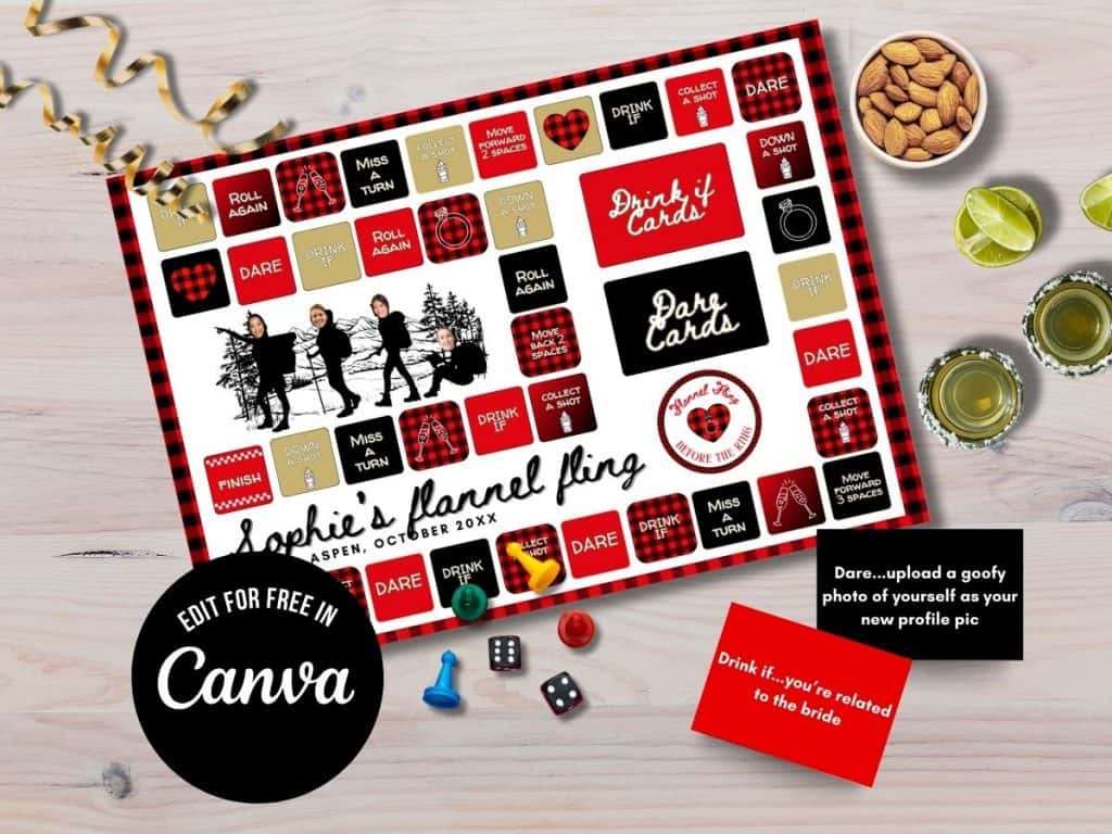Flannel fling bachelorette board game