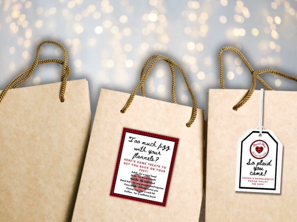 Flannel fling bachelorette hangover kit tag