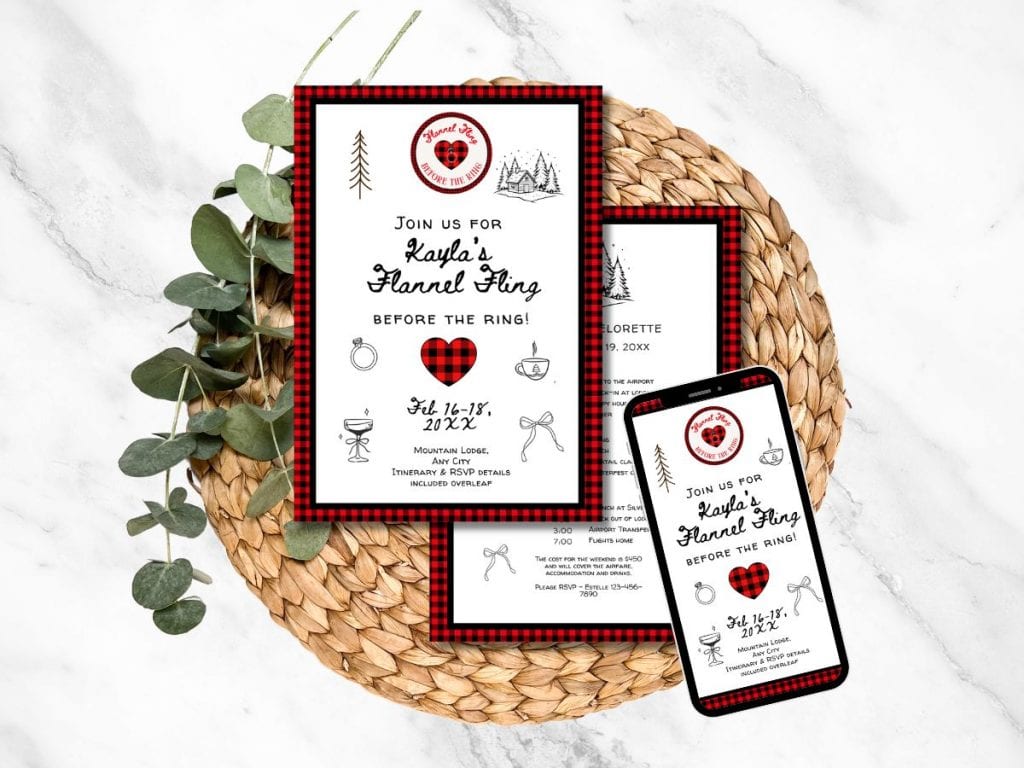Flannel fling bachelorette invitation