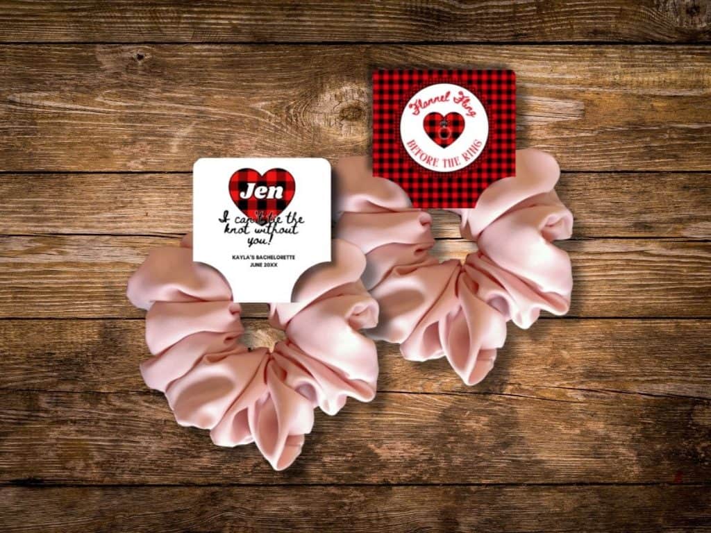 Flannel fling bachelorette scrunchie tag