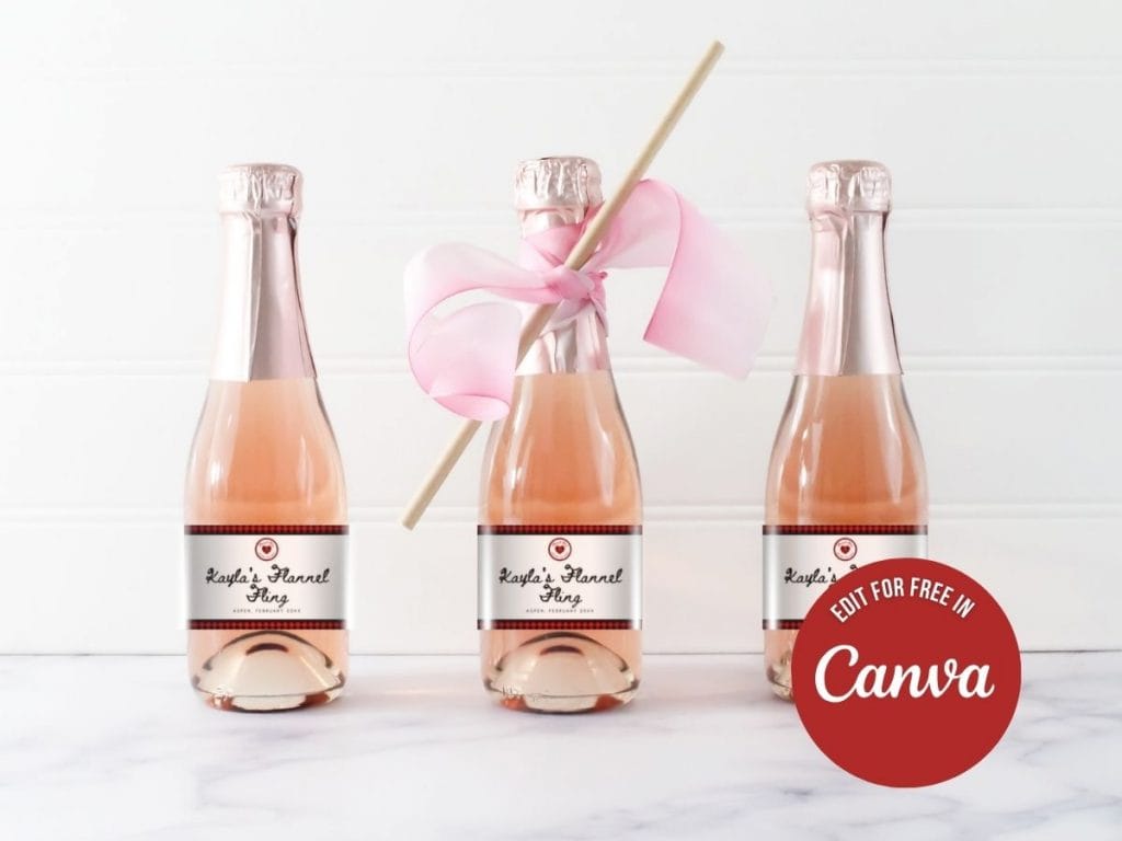 Flannel fling bachelorette wine bottle label