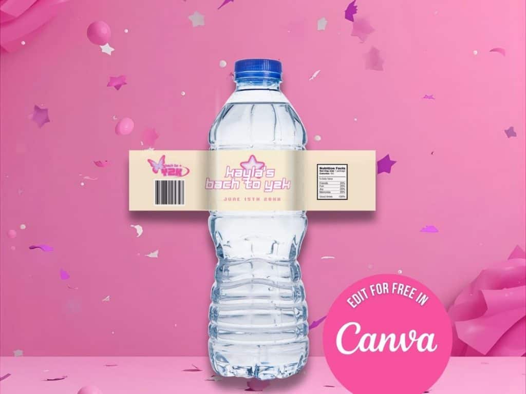 y2k batchelorette party water bottle label