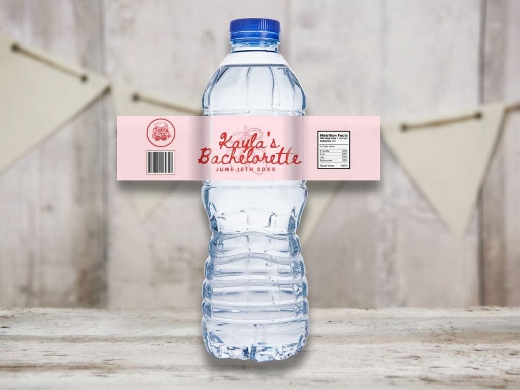 cherry on top bachelorette water bottle label