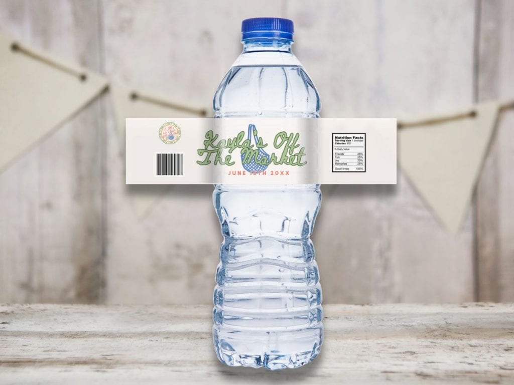 shes off the market water bottle label
